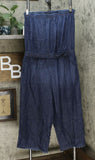 Colleen Lopez Women's Strapless Belted Chambray Denim Jumpsuit