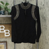 Thalia Sodi Women's Studded Mesh Sleeve Sweater