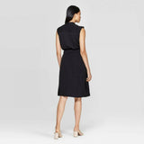 Who What Wear Sleeveless V Neck Button-Down Midi Dress Black XXL