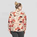 Ava & Viv Plus Size Floral Print Long Sleeve Crewneck Smocked Top