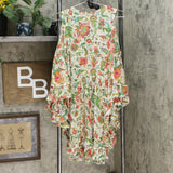 DG2 by Diane Gilman Women's Printed Ruffle Poncho Blouse Retro Floral XL/1X