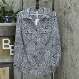NY Collection Plus Size Paisley Button Front Utility Blouse