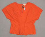Prologue Women's Short Sleeve Pleated Waist Blouse Shirt Top