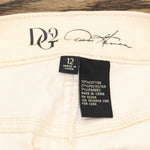 DG2 by Diane Gilman Women's Embroidered Applique Wide Leg Jeans Cream 12