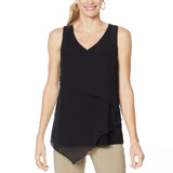 Nina Leonard Women's Plus Size Sleeveless Mixed Media Tiered Tank Top