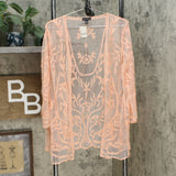 Nina Leonard Women's 3/4-Sleeve Embroidered Mesh Topper Jacket