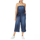 Colleen Lopez Women's Strapless Denim Jumpsuit With Belted Waist