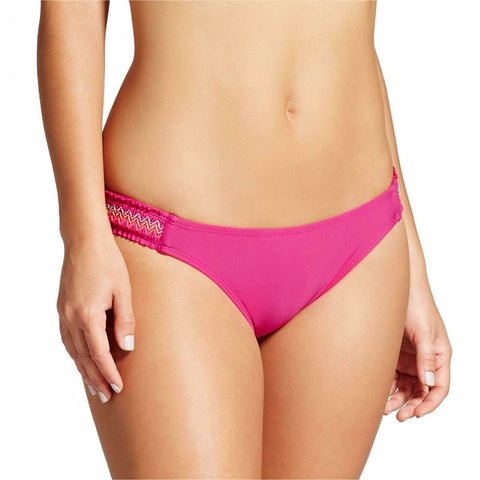 Xhilaration Women's Embroidered Bikini Swim Bottom Fuchsia Small