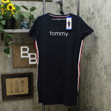 Tommy Hilfiger Women's Embroidered Logo Side Stripe T-Shirt Dress