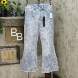 DG2 by Diane Gilman Women's Printed Flare Jeans
