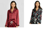 Stars Above Women's Satin Long Sleeve Notch Collar Pajama Top