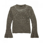GUESS Big Girls Pearl Trim Wool Pullover Metallic Sweater
