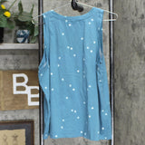 Stars Above Womens Sleeveless Shorts Shirt Pajama Set Greenish Blue 2XL