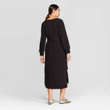 Prologue Women's Casual Fit Long Sleeve Boat Neck Midi Shift Dress