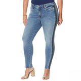 Colleen Lopez Women's Plus Size Side Stripe Skinny Jeans