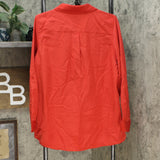 Denim & Co. Women's Roll Tab Sleeve Button Front Soft Utility Tunic Blouse