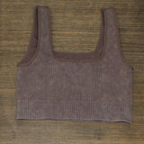 Unbranded Womens Stretch Ribbed Unlined Sports Bra Bralette Brown