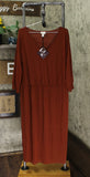 New Ava & Viv Plus Size 3/4 Sleeve V-Neck Sandwash Knit Midi Dress