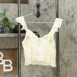 Wild Fable Women's Flutter Strap Tie Front Smocked Cropped Top