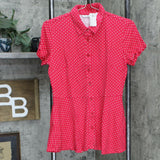 Isaac Mizrahi Live! Women's Polka Dot Button Front Knit Peplum Top