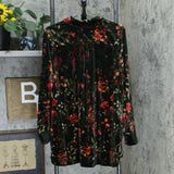 Belle by Kim Gravel Women's Floral Velvet Button Front Big Shirt
