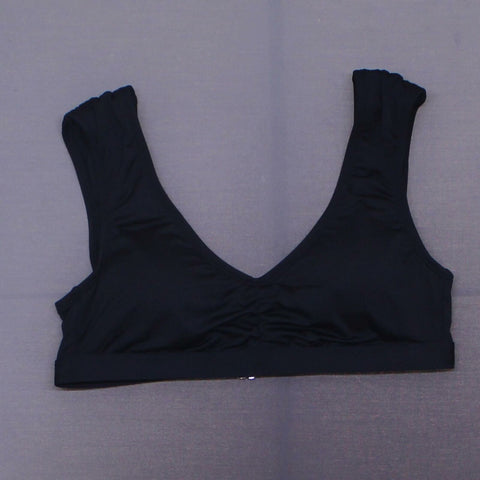 Shade & Shore Women's Cap Sleeve Bralette Bikini Top Black Large