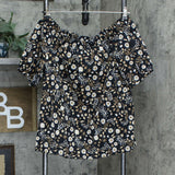 Martha Stewart Women's Stretch Sateen Floral Off-the-Shoulder Blouse