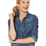 DG2 by Diane Gilman Women's Classic Stretch Pinstripe Denim Jacket