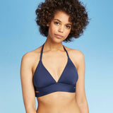 Kona Sol Women's Faux Wrap Halter Bikini Top Navy Large