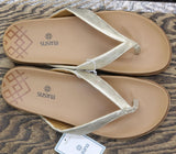 Susina Women's Ariele Thong Flip Flop Flat Sandal Gold Metallic 8