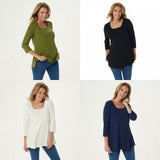 Isaac Mizrahi Live! Women's 3/4 Sleeve Square Neck Knit Tunic Top