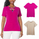 IMAN Women's City Chic 2 Pack of T-Shirts and Necklace