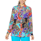 DG2 by Diane Gilman Gilman Signature Collection Silk Blend Top Multi Paisley XL