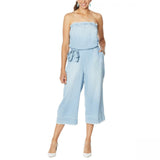 Colleen Lopez Women's Strapless Belted Chambray Denim Jumpsuit