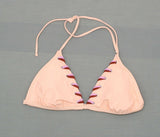 Xhilaration Women's Triangle Bikini Swim Top with Rivets and Laced Edge Pink M