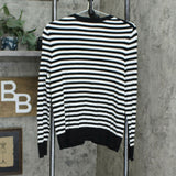 Charter Club Women's Striped Snap Front Cardigan Black / White Large