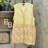 DG2 by Diane Gilman Mixed Print Button-Down Tunic Top Chartreuse 2X