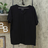 Denim & Co. Essentials & Co. Women's Essentials Jersey Split Top Black Plus 2X