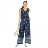 Curations Women's Paisley Knit Jumpsuit Navy Large