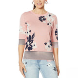 DG2 by Diane Gilman Women's Daisy Floral Short Sleeve Sweater