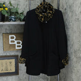 Cejon Fleece Cape With Faux Fur Trim Black L/XL