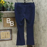 DG2 by Diane Gilman Pull On Stretch Ponte Boot Cut Pants Navy Petite Large
