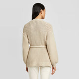 Who What Wear Women's Long Sleeve Chunky Cardigan With Tassel Tie