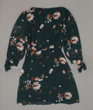 Lily Star Women's Floral Print Tie 3/4 Sleeve Crossover V-Neck Dress