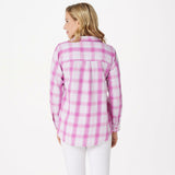NWT Joan Rivers Plus Size Plaid Shirt With Fringe Hem. A347332-Plus 1X
