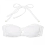 Xhilaration Women's Knot Front Ribbed Texture Bandeau Bikini Top White Small