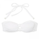 Xhilaration Women's Knot Front Ribbed Texture Bandeau Bikini Top White Small