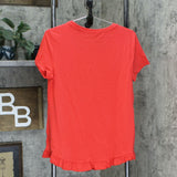 Isaac Mizrahi Live! Women's Scoop Neck Curved Ruffle Knit Top Bittersweet Small