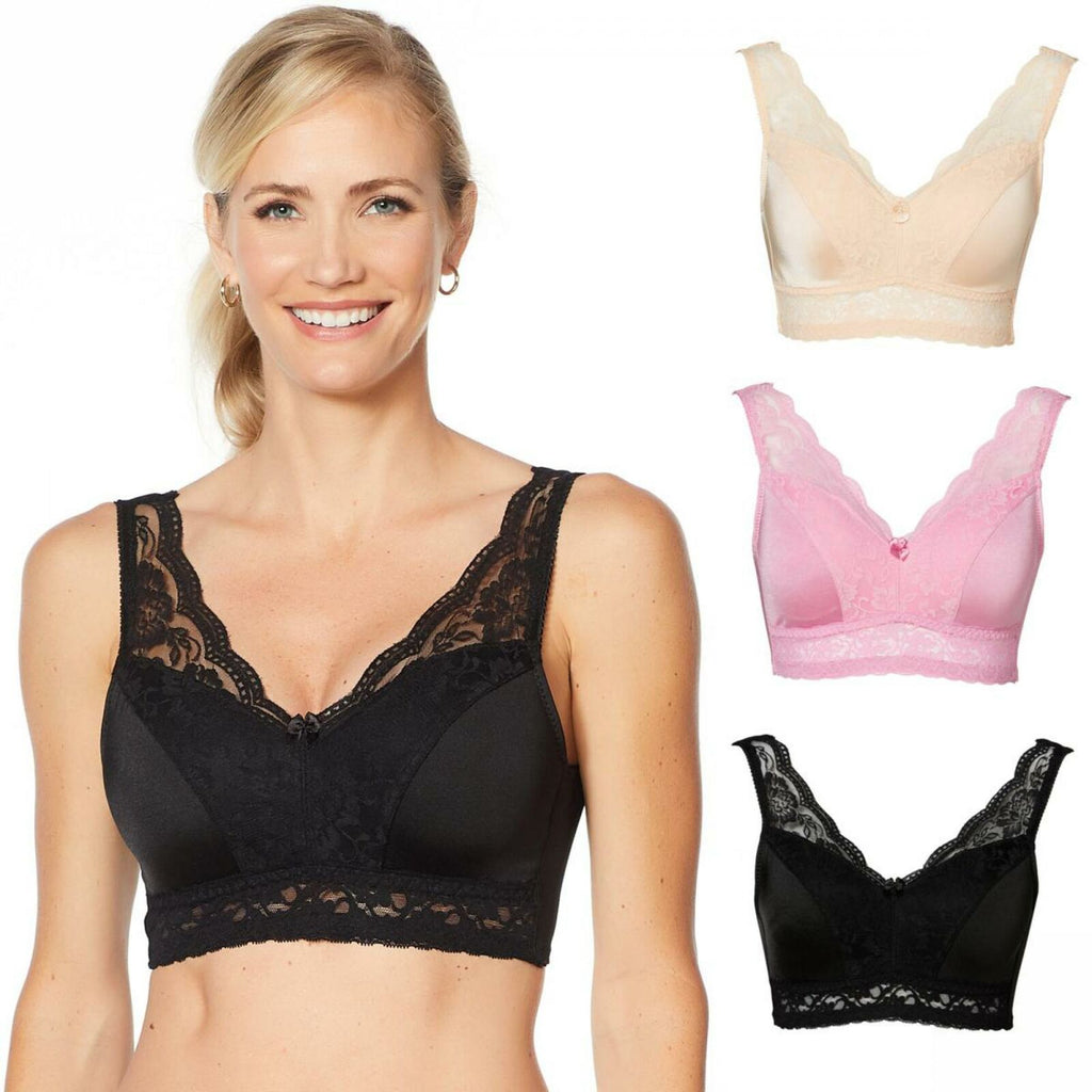Rhonda Shear 3pack Pin Up Bra with Lace Back Detail 