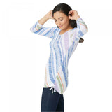 Susan Graver Women's Printed Sweater Knit Top With Ruched Side Ties